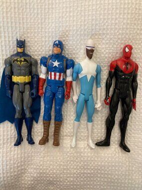 Superhero Action Figure Lot of 4 - Batman Spider-Man Captain America Frozone 12"